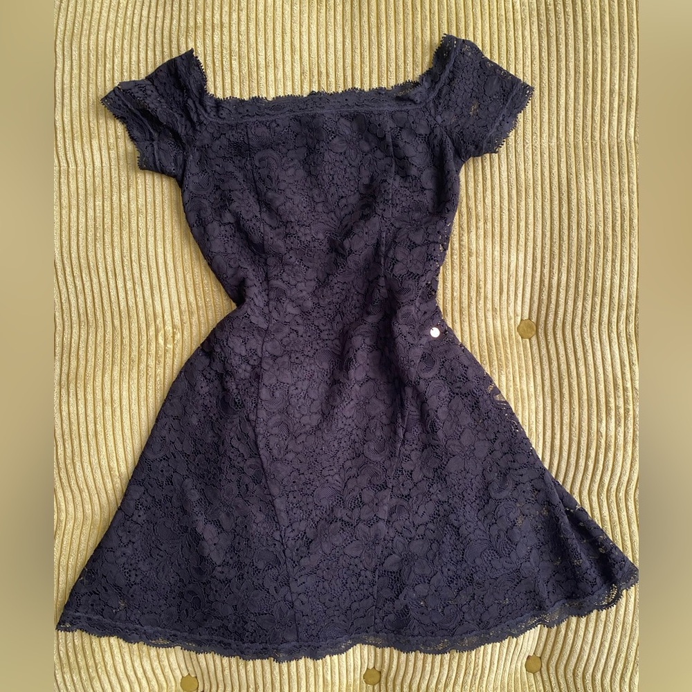 Liu Jo Black Lace Off-Shoulder Mini Dress